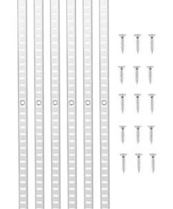 yaocom 6 pcs 36 inch shelf pilaster metal mortise mount pilaster strip adjustable shelf standards for wall shelving system closet organization storage, silver (silver)