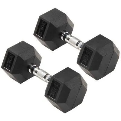 signature fitness rubber encased hex dumbbell