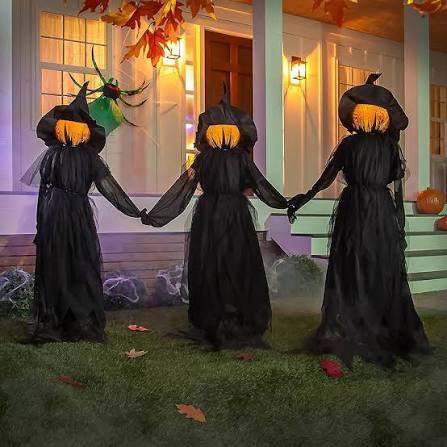 Evergreen Evergreen 52 H Lighted Halloween Witch Stakes  Set of 3 for Garden Lawn or Patio