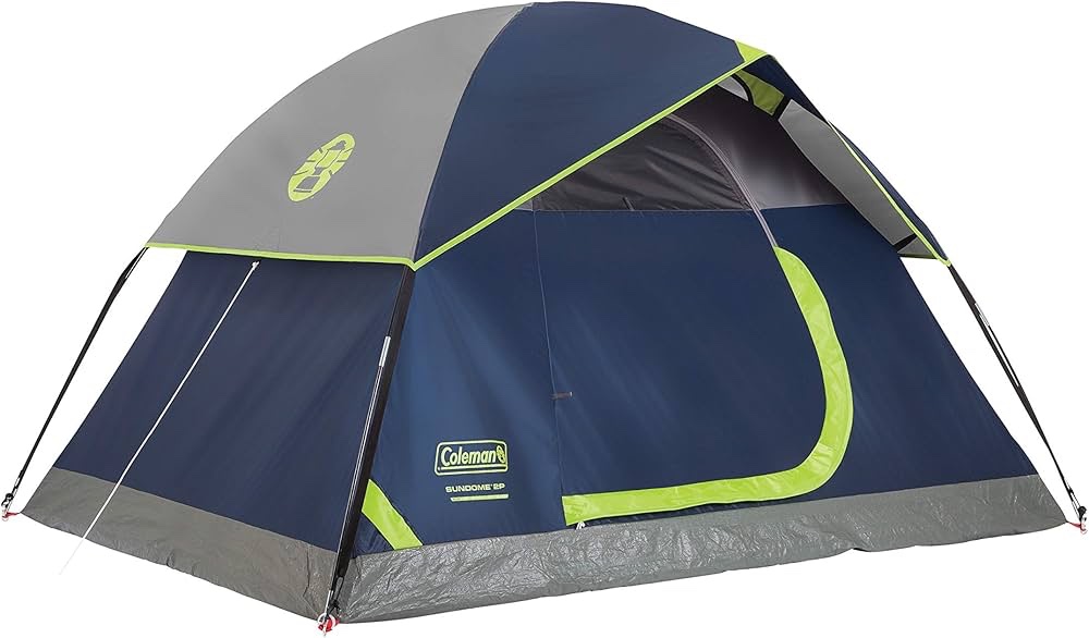 coleman 3-person sundome dome camping tent  blue
