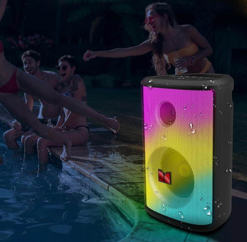 Monster Sparkle Bluetooth Speaker 120W Peak, Portable Speaker and Heavy Bass, Full-Screen Colorful Lights, 24H Playtime, AUX, USB Playback, Waterproof Loud Speaker for Outdoor (Microphone Sold Separately)