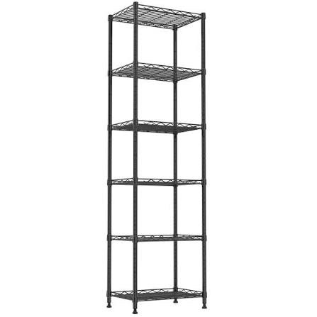 REGILLER 6 Wire Shelving Steel Storage Rack Adjustable Unit Shelves for Laundry Bathroom Kitchen Pantry Closet(Black,11.7" D x 21.4" W x 63" H)