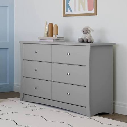 Storkcraft - Crescent 6-Drawer Double Dresser - Pebble Gray