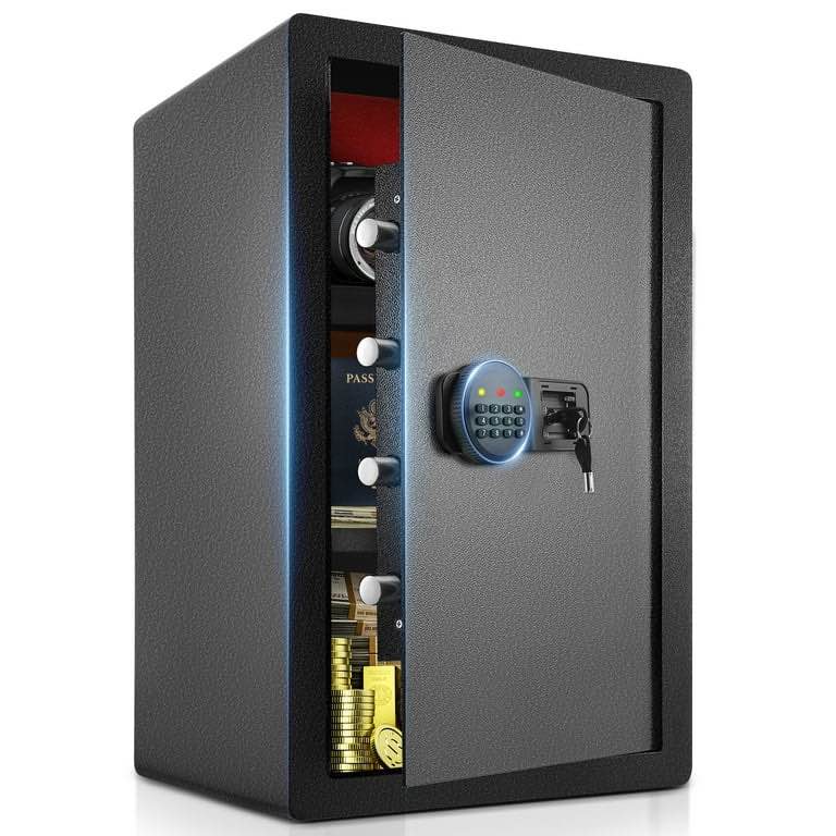 SRWTRCHRY 4.2 Cu ft Large Safe Box Fire-Resistant, Home Safe with Digital Keypad and Deposit Slot & Dual Alarm System, Money Safe With Mute Function and LED Light, Safe for Money Valuables