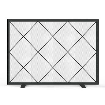 Style Selections 39-in Black Steel 1 -Panel Diamond Fireplace Screen