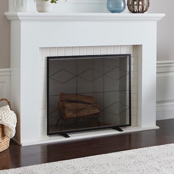 Master Forge 37.5-in Black powder coated Steel 1 -Panel Diamond Fireplace Screen