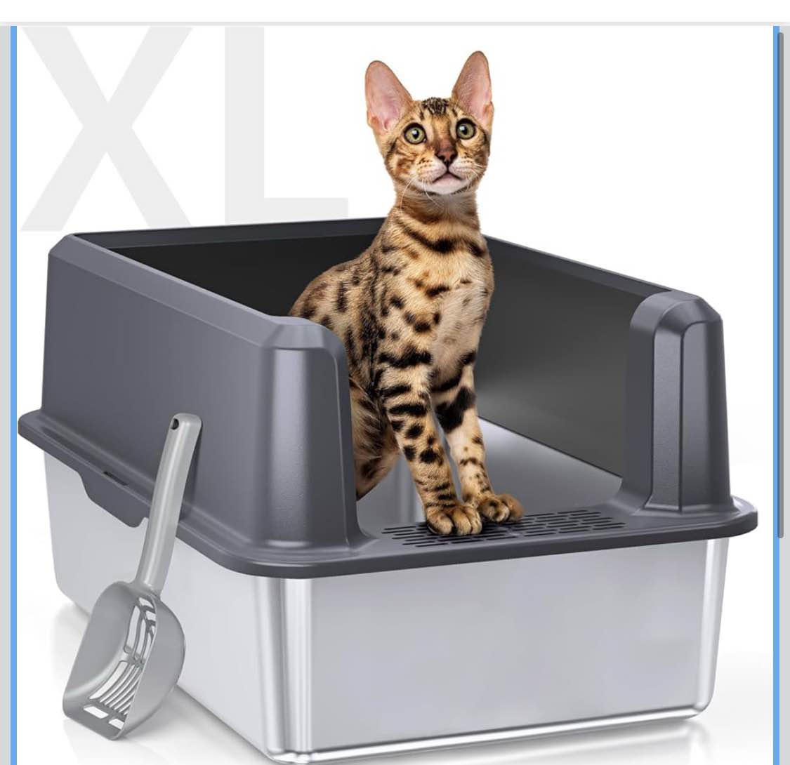 Stainless Steel Cat Litter Box - Odor & Stain