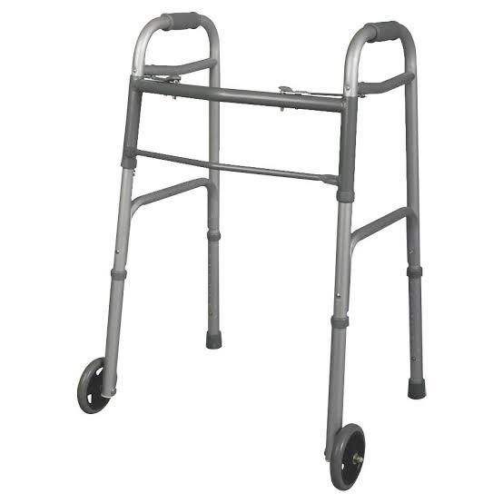 Medline Lightweight Junior/Lower Height Folding Walker with 5” Wheels