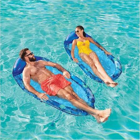 SwimWays Spring Float Premium Hammock Pool Lounger for Swimming Pool, Inflatable Pool Floats Adult with Fast Inflation for Ages 15 & Up