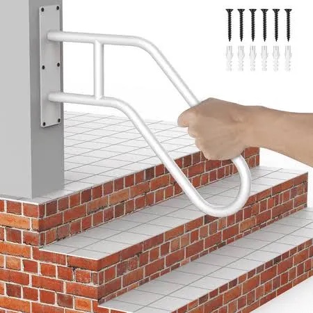 Handrails for Outdoor Steps Wall Mount, Railings for 1-3 Steps, U-Shaped Handrail with Matte Black Finished, Stair Handrails for Kids, Elderly, Pregnant Women, Disabled (26" Length, Black)