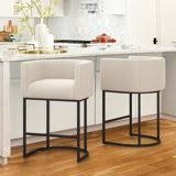 Hillside Furniture, Upholstered Barrelback Counter/Bar height Stool- White