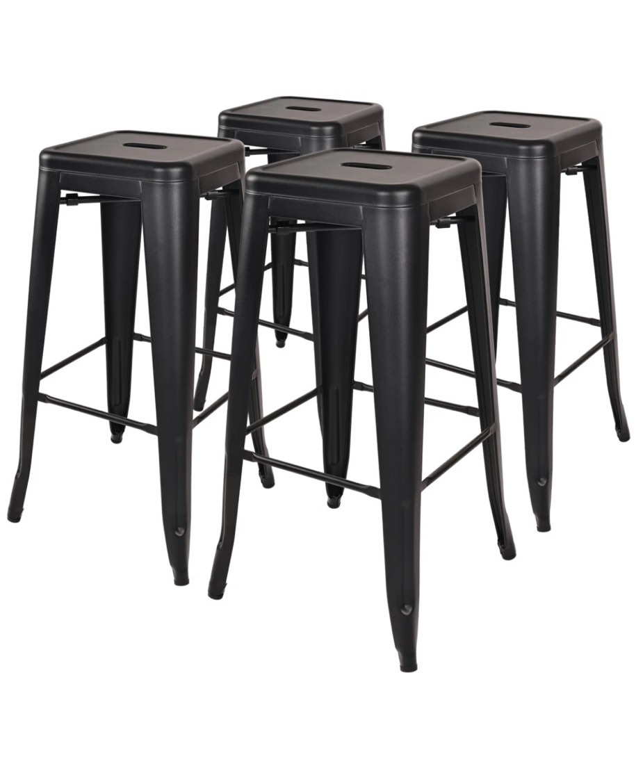 30 Inches Metal Bar Stools, High Backless Stools, Indoor/Outdoor