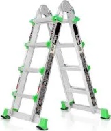 Ladder, Multi Position 4 Step Ladder Extension, 14 Ft Anti-Slip A Frame Compact Folding Ladder, 330LBS Adjustable Telescopic Aluminum Ladders for Home Stairs Roof Outdoor, Escaleras para Casa