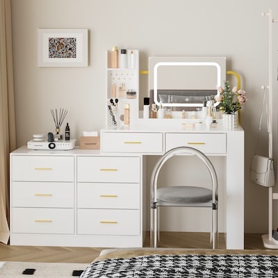 PamaPic 15.7 inch White Makeup Vanity 