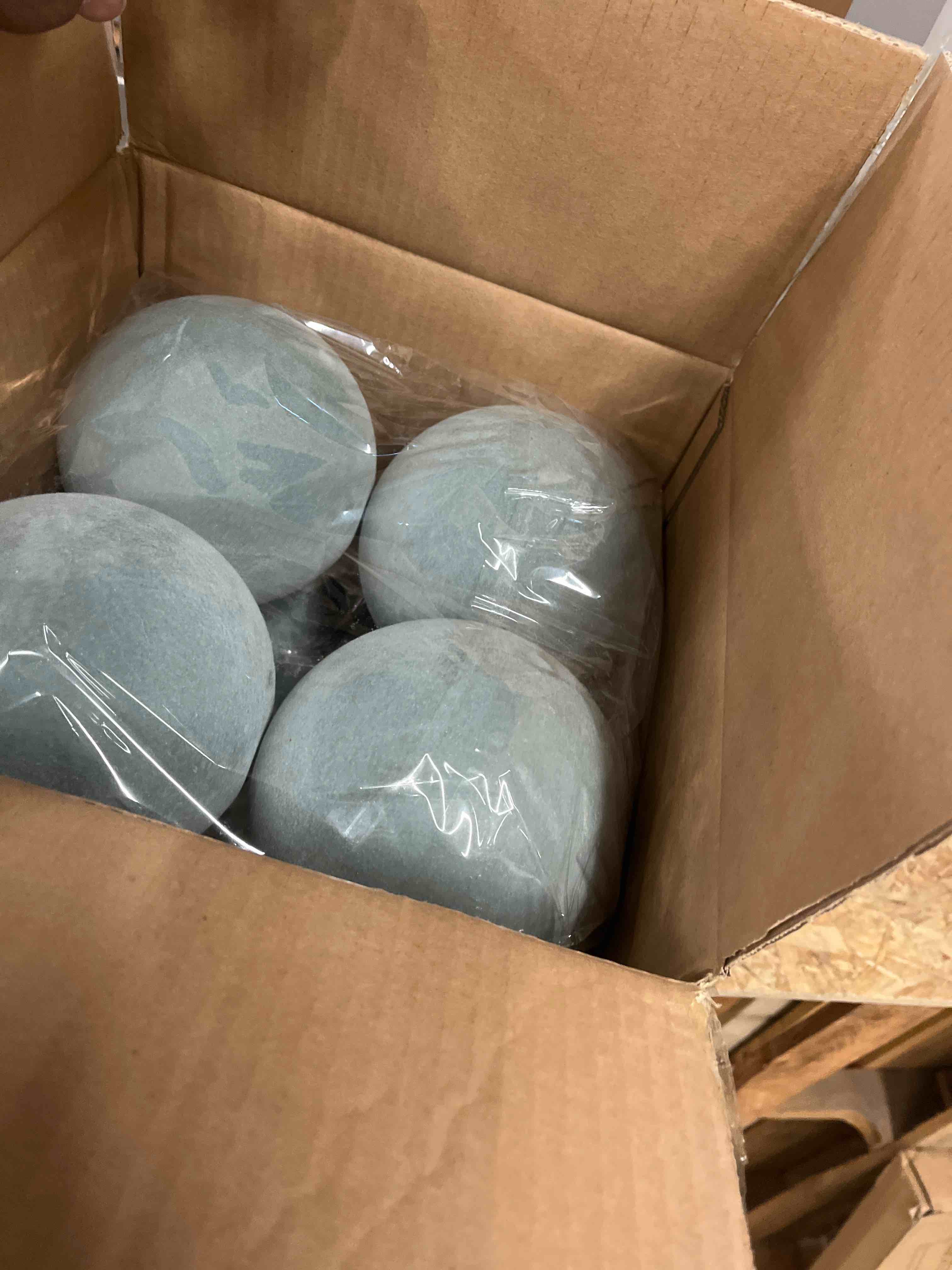 Condition photo showing New/Like New for 4 Pcs Large Velvet Christmas Balls 6 Inch Christmas Tree Decorations Xmas Ornaments Balls for Family Holiday Wedding Party Xmas Tree Hanging Decoration (Dusty Blue)