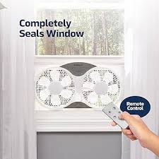 Condition photo showing New/Like New for 9" Twin Window fan with Remote Control, 3 Speed Bedroom window fan reversible Airflow Exhaust And Intake Quiet Operation, Fan Window Easy to install Seals with Built-In panels extending 24"-37"