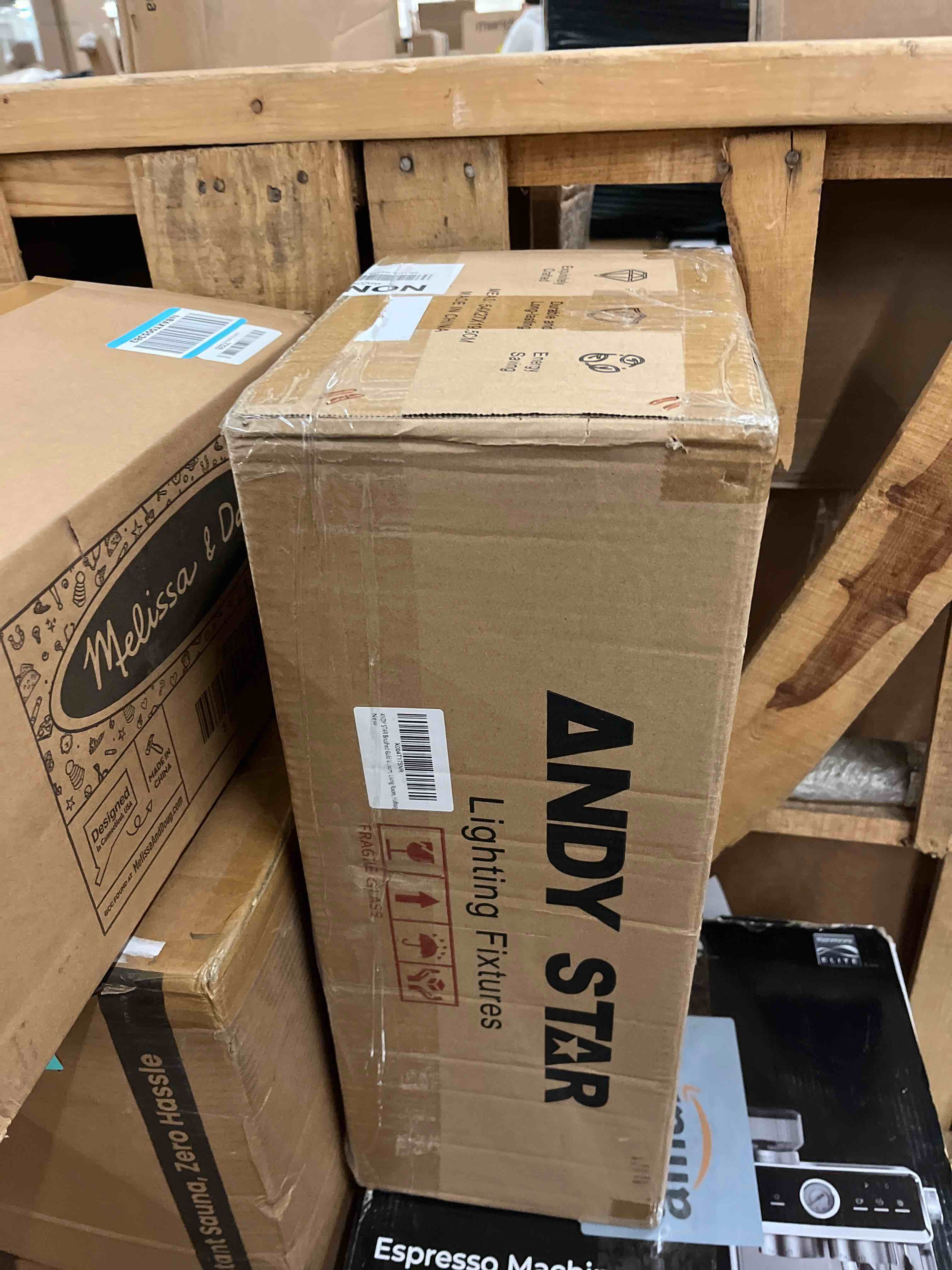 Condition photo showing New/Like New for ANDY STAR Vanity Lights for Bathroom 3 Light - Brushed Gold Bathroom Light Fixtures with Clear Cone-Shaped Glass, Brass Modern Geometric Design Wall Lights for Hallway, Bedroom, E26 Base (No Bulbs)