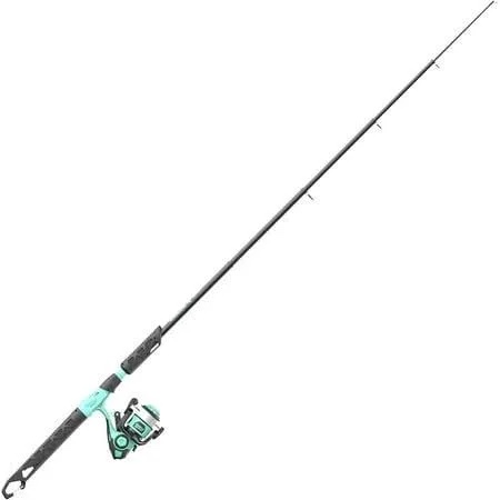 zebco rambler fishing reel and rod combo, durable fiberglass rod with built-in carabiner, patented no-tangle reel, pre-spooled with 8-pound zebco fishing line