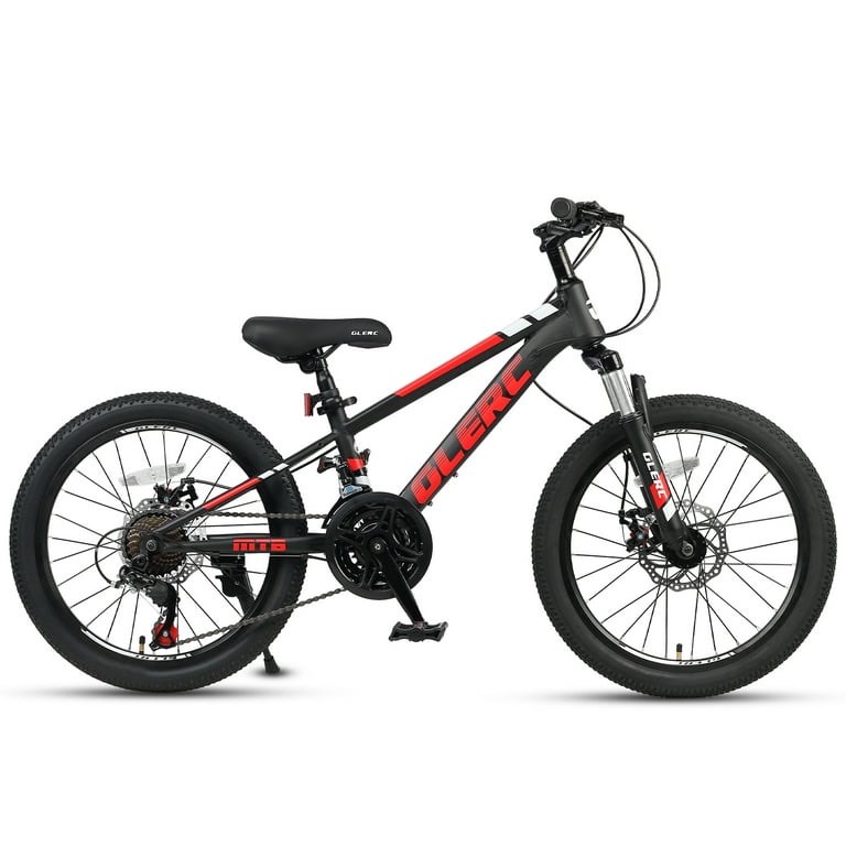 Glerc Skyline 20 Inch Kids Mountain Bike for Boys Girls 6 7 8 9 10 11 12 Years Old, 21-Speed Kid Bicycle with Front Suspension & Dual Disc Brakes & Rugged Frame, Black