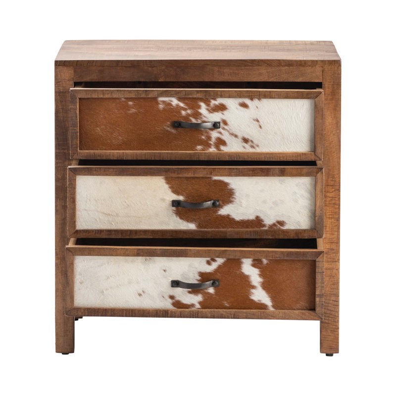 Aariv 3 Drawer Cowhide Accent Chest