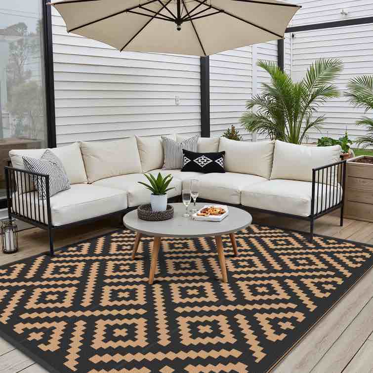 shimeek reversible black / brown waterproof plastic mat 6' x 9'