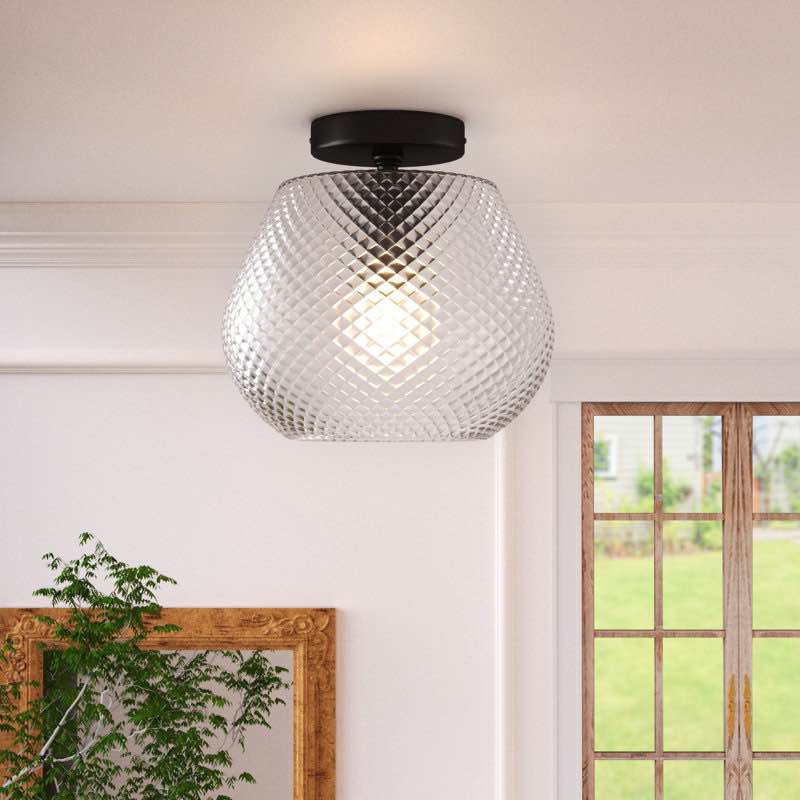 9.75'' 1 light modern simple clear texture glass semi flush mount lighting for living room/bedroom