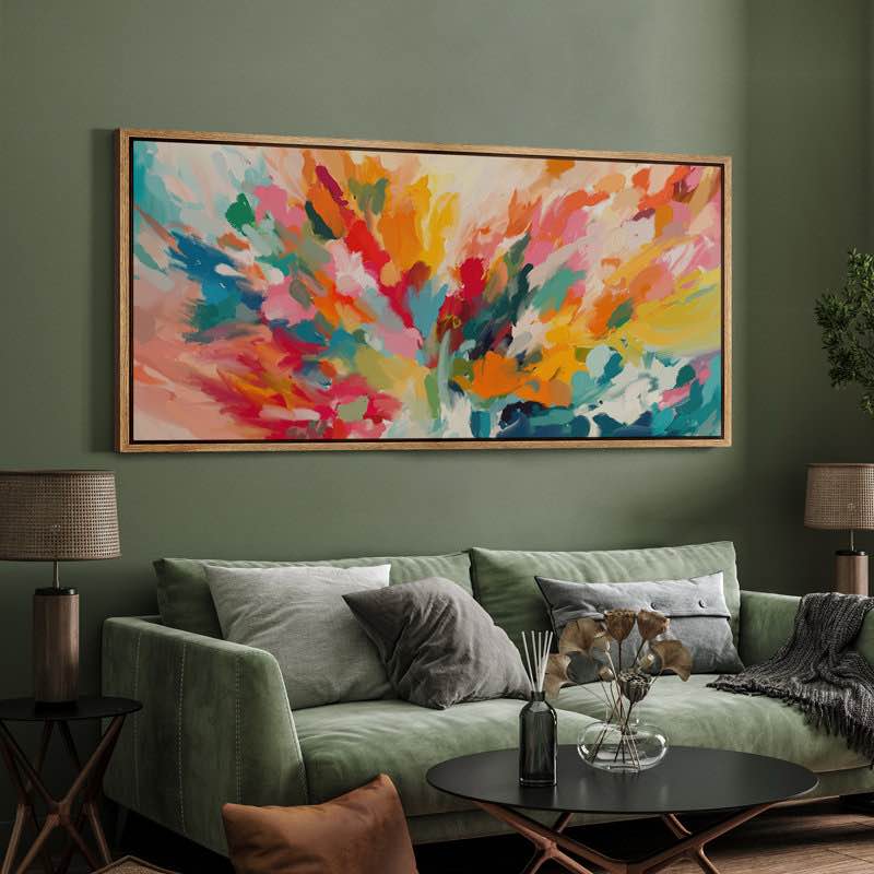 Colorful Burst Bright Abstract Living Room Decor Extra Large Pictures Framed Canvas Print Wall Art