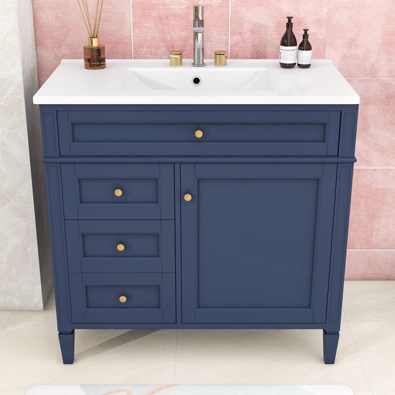 Deshira 36.3'' Single Bathroom Vanity with Ceramic Top