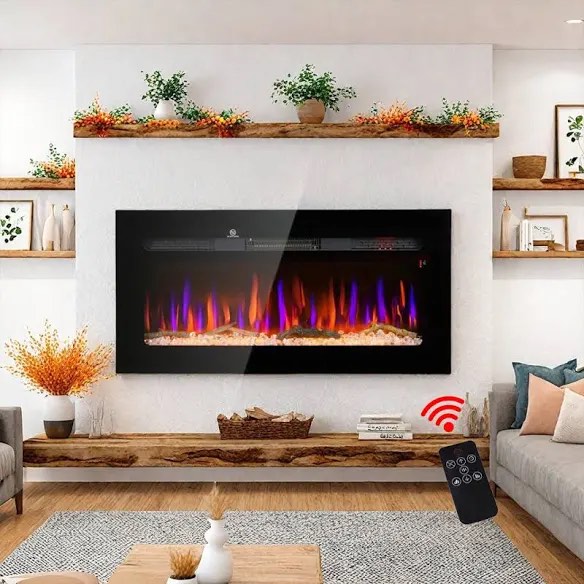 40-Inch Black Electric Fireplace
