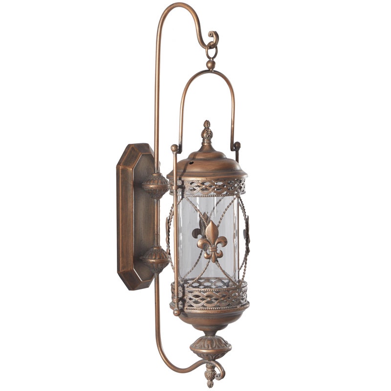Glass Single Candle Indoor Outdoor Brown Wall Sconce