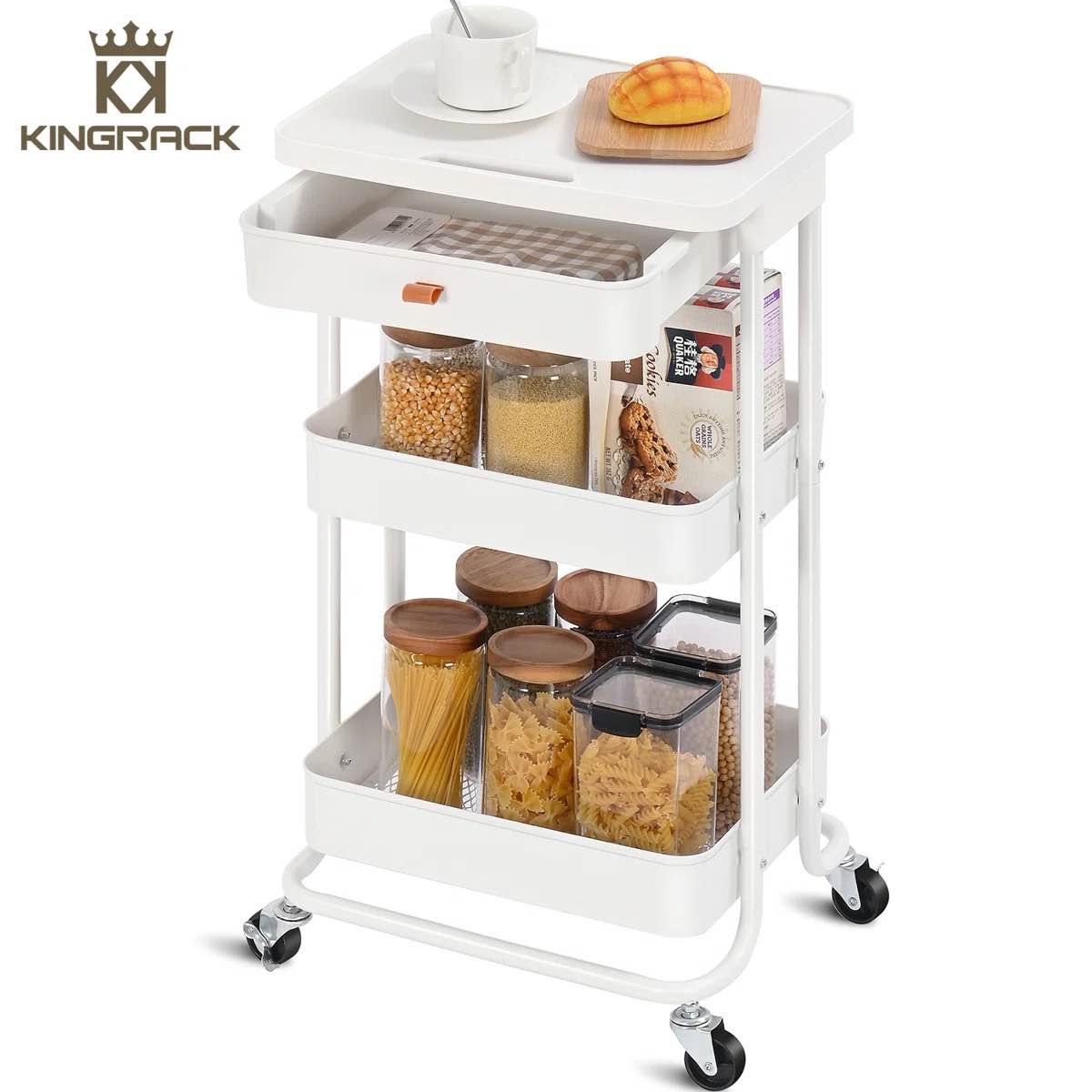 3-tier rolling cart, utility cart with wheels,metal cart,bathroom cart,salon trolley cart,kitchen storage cart