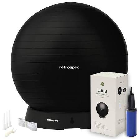 Retrospec Luna Exercise Ball, Base & Pump/Ball & Pump with Anti-Burst Material - Fitness Gym Swiss Ball - Perfect for Balance, Stability, Yoga, Pilates, Pregnancy & Birthing