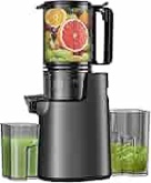 Masticating Juicer Machines, 4.1-inch (104MM) Slow Cold Press Juicer with Extra Wide Feed Chute, Pure Juicer Machine for Vegetables and Fruits, Easy to Clean with Brush