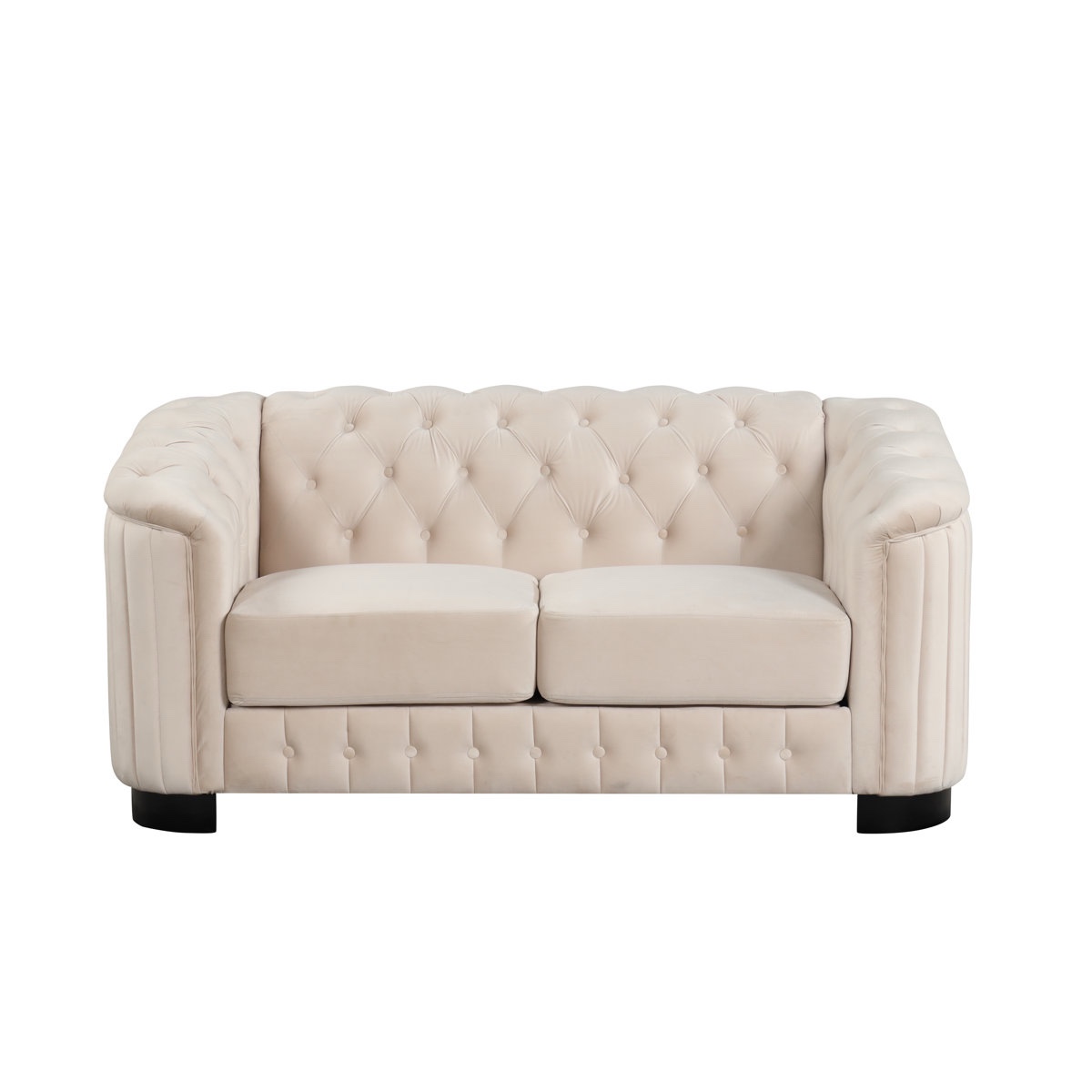 Willa Arlo by RN Furnishings 3034-l2 Veans Modern Giant Velvet Loveseat, Color:Beige