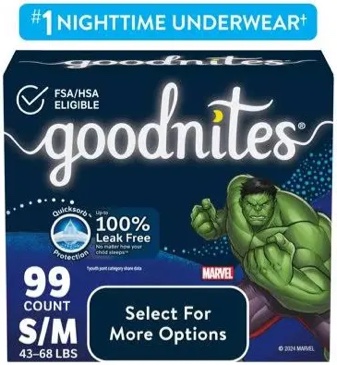 Goodnites Boys' Nighttime Underwear - S/M - 99ct