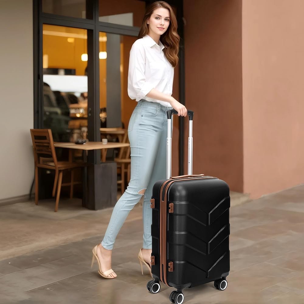 tilymol hardside carry on luggage 22x14x9 airline approved with spinner wheels, lightweight 20-inch carry-on suitcase for men & women, black