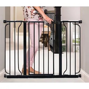 regalo extra wide easy step metal walk through baby gate - black