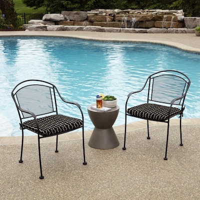 origin 21 18-in x 19-in black helix jacquard patio chair cushion