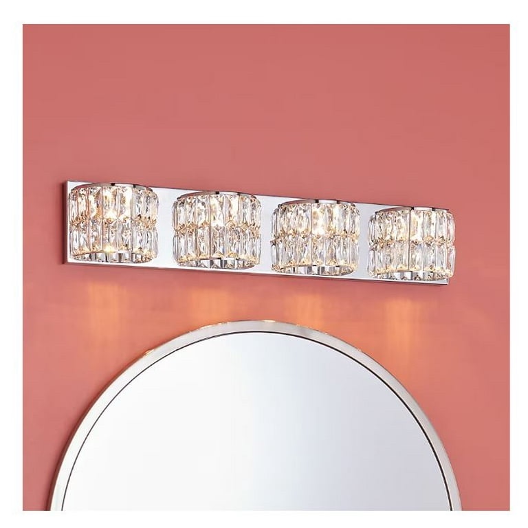 allen + roth Willow 4Lt Chrome/Crystal Glass Vanity Light