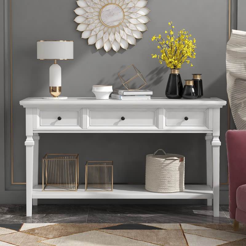 omeara 50" console table,entryway table,sofa table with three top drawers