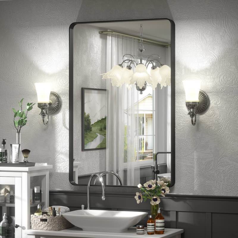 Aevar High-Strength Tempered Glass and Aluminum Alloy Framed French Cleat Mounted Wall Decor Bathroom Vanity Mirror 