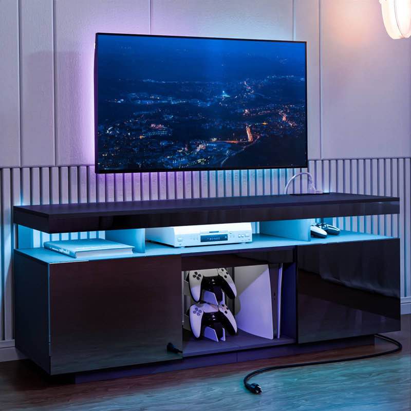Chappa 63.78'' TV Stand for TVs up to 70", Modern Media Console with Outlet and RGB LED Light