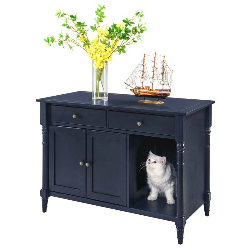 Navy Cat House Storage Cabinet