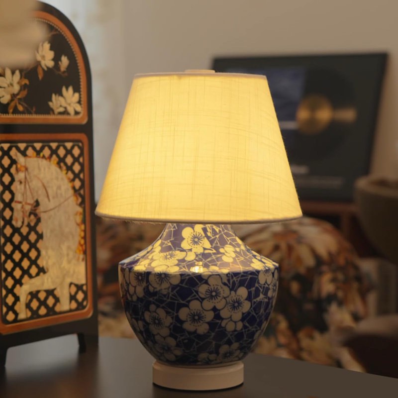 Rechargeable Ceramic Table Lamp - Handcrafted White Vintage Design, Cordless Ambient Lighting For Bedroom, Living Room, Or Nightstand Decor