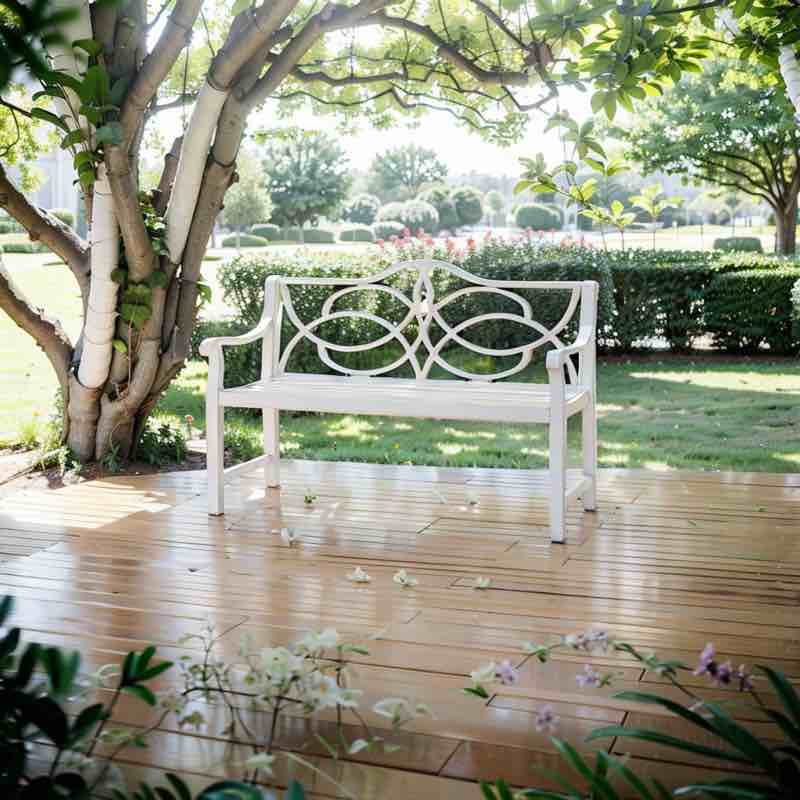 Outdoor Garden Patio Slatted Metal Bench