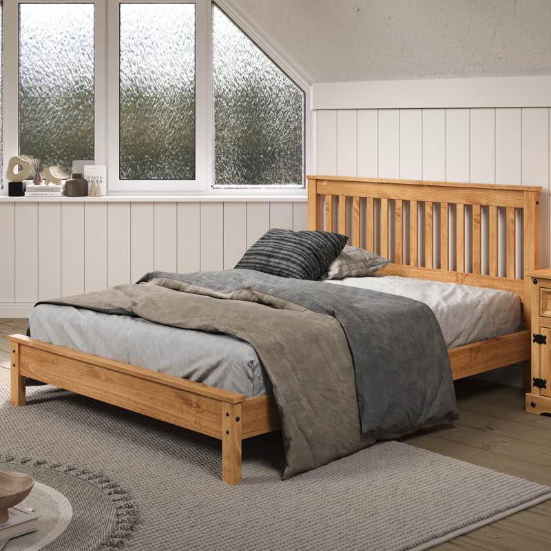 Monaco Farmhouse Solid Wood Queen Bed with Chunky, Sturdy Posts - Rustic Style