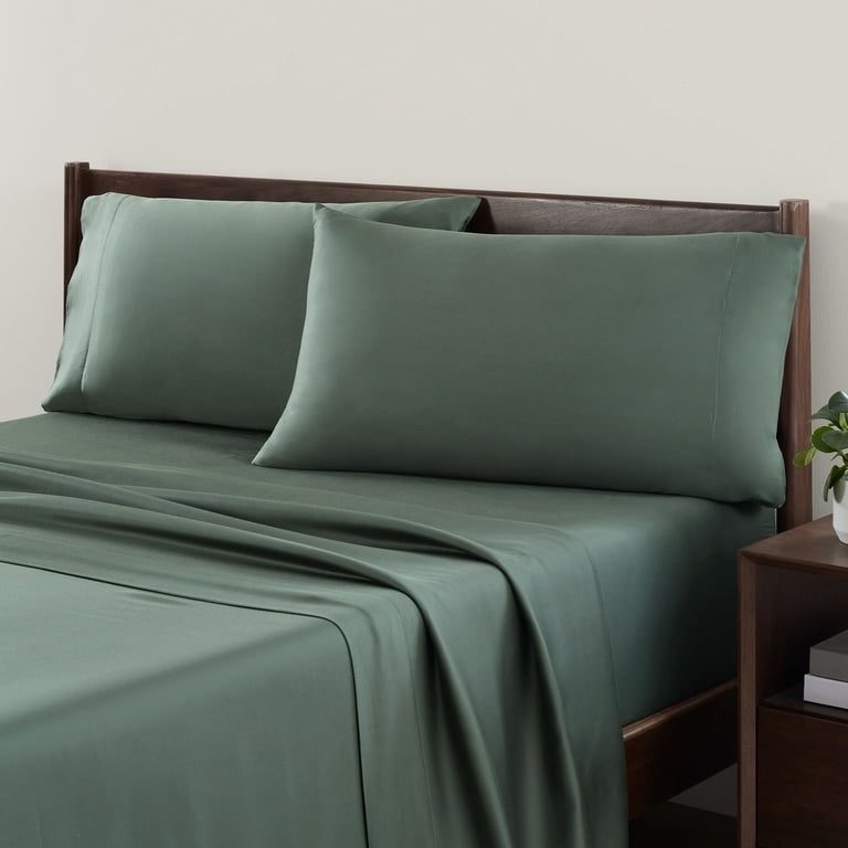 Allswell Soft & Silky 4-Piece Flag Stone Rayon Derived from Bamboo Sateen Bed Sheet Set, Queen
