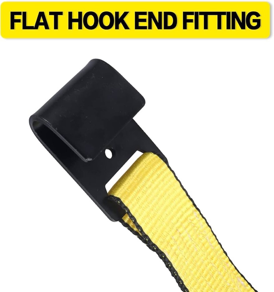 KJE Flat Hook Ratchet Straps,2 Pack Heavy Duty Tie Down Straps 2" x 27' Weather Resistant Cargo Strap 3,333 Pound Working Load Limit for Flatbed, Truck, Trailers Pickup