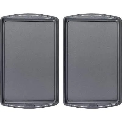 goodcook dishwasher safe nonstick steel cookie sheet, 11'' x 17'', gray, set of 2, silver (42051)