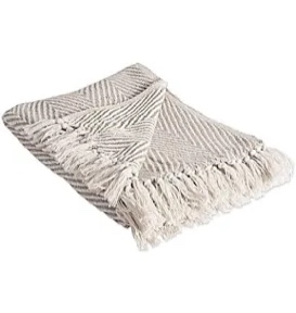 dii herringbone striped collection cotton throw blanket, 50x60, gray